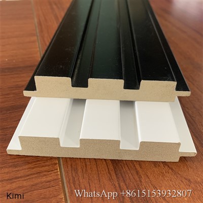 MDF Slatwall Panels Raffade Vägg Panelins Interiör